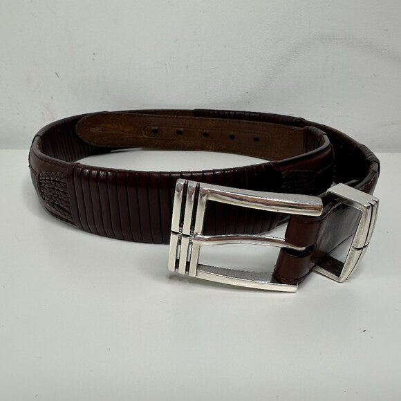 Brighton Unisex Size 32 Burgundy Leather Belt - Picture 1 of 11
